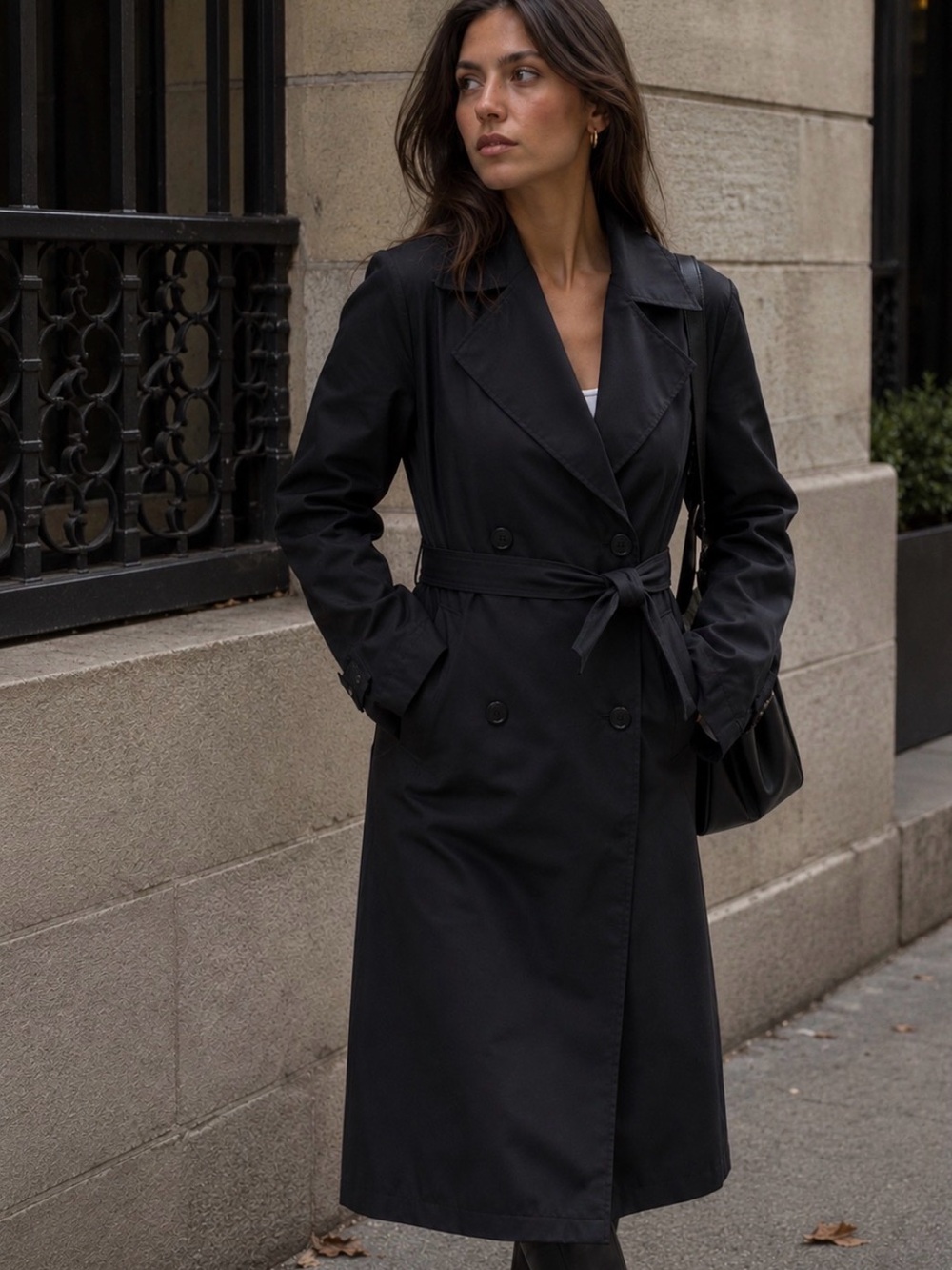 Vintage Cinzia Rocca made in Italy Black Trench Coat